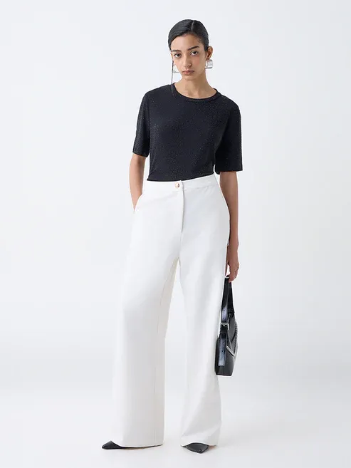 White High-Rise Trousers