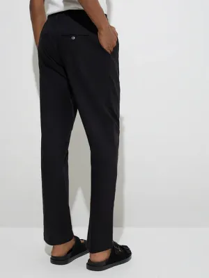Black Slim-Crop Fit Mid-Rise Cotton Chinos