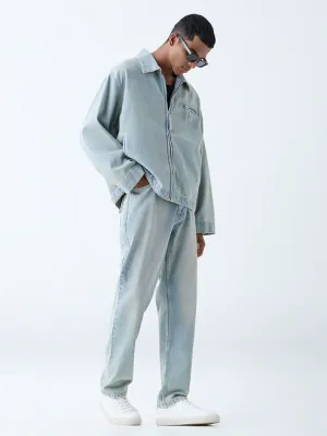 Light Blue Relaxed-Fit Denim Jacket