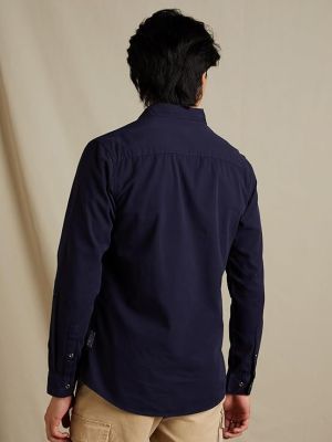 INKAST Men's Solid Double Pocket Cotton Shirt