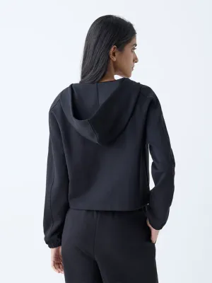 Black Solid Hooded Jacket
