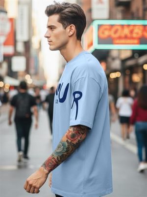 Half Sleeve Cottonblend Graphic Print Round Neck Drop Shoulder Oversized Dailywear Tshirt for Man