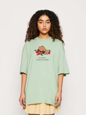 Women's Printed Cotton Blend Oversized T-Shirts