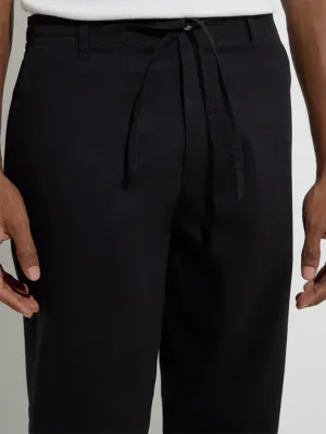 Black Slim-Crop Fit Mid-Rise Cotton Chinos