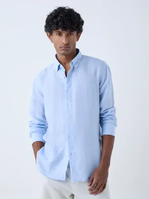 Blue Striped Relaxed-Fit Linen Shirt