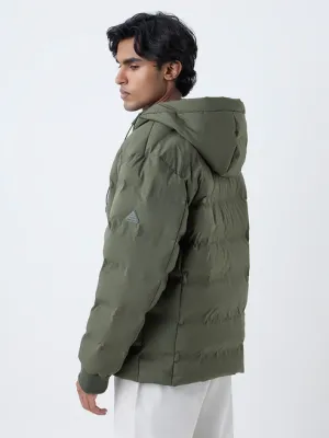Casuals Olive Solid Relaxed-Fit Puffer Jacket