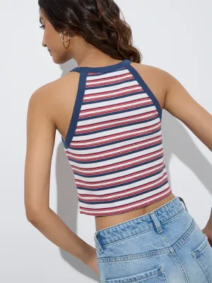 Multicolour Striped Cotton Crop Top