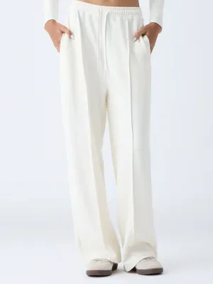 Off-White Solid High-Rise Pants