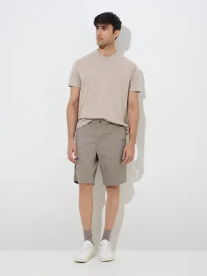 Casuals Beige Slim-Fit Cotton T-Shirt