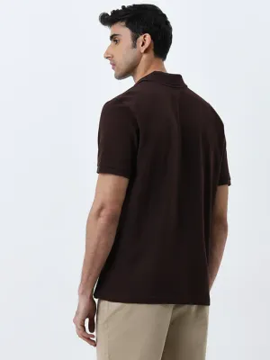 Formals Wine Solid Slim-Fit Cotton-Blend Shirt