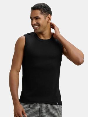 Men's Super Combed Cotton Rib Solid Slim Fit Round Neck Muscle Vest