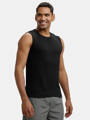 Men's Super Combed Cotton Rib Solid Slim Fit Round Neck Muscle Vest