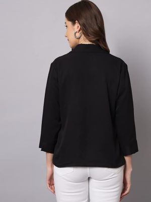 Women's Crepe Regular Fit Solid V Collered Casual Shirt