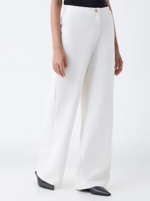 White High-Rise Trousers