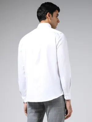 Formals Solid White Cotton-Blend Slim-Fit Shirt