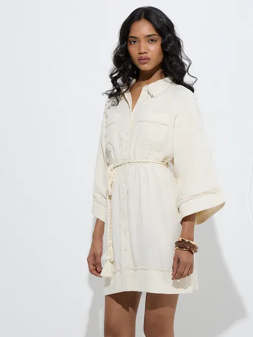 Product Off-White Shirt Dress with Belt Image