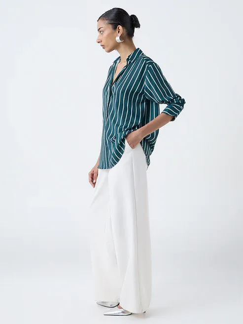 Teal Striped Shirt