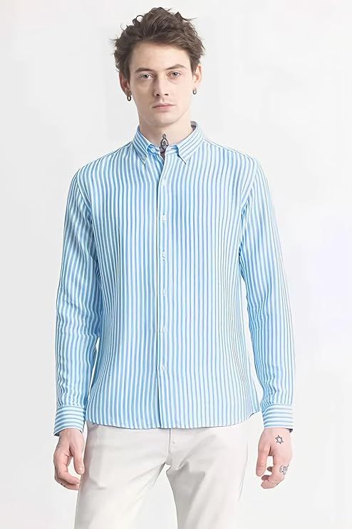 Product Men's Cotton Casual Printed Striped Stylish Latest T-Shirt for Men Image