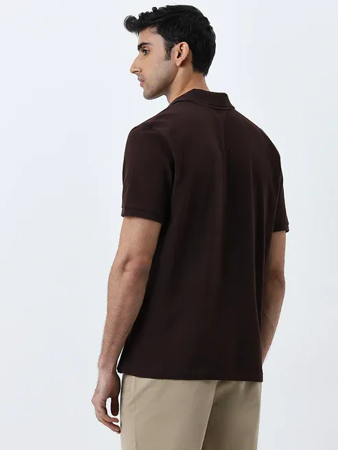Formals Wine Solid Slim-Fit Cotton-Blend Shirt