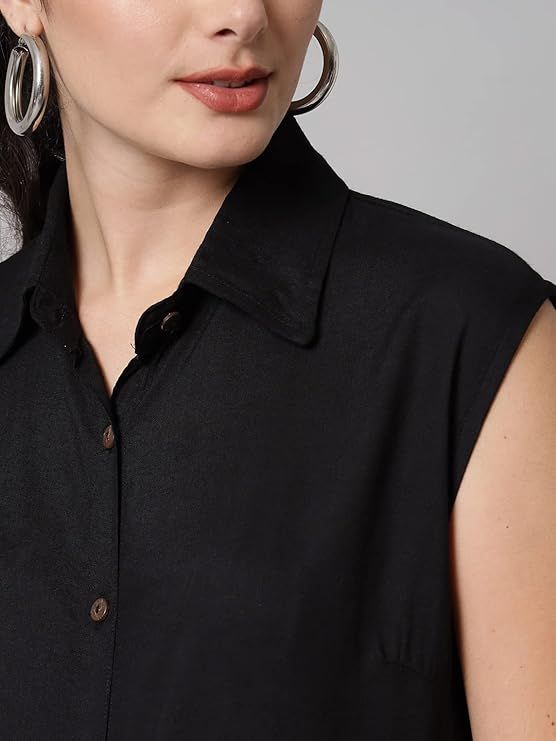 Women's Rayon Blend Regular Fit Solid Casual Sleevesless Shirts