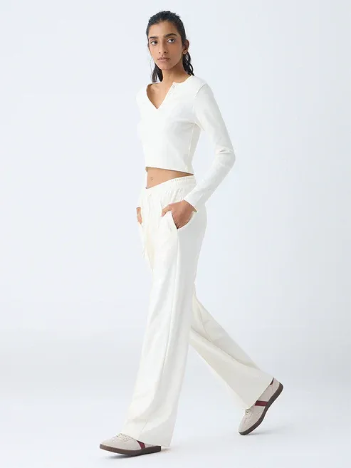 Product Off-White Solid High-Rise Pants Image